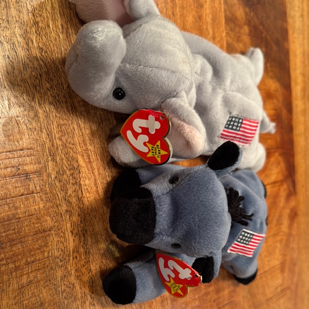TY Beanie Babies Elephant and Donkey Plush Set